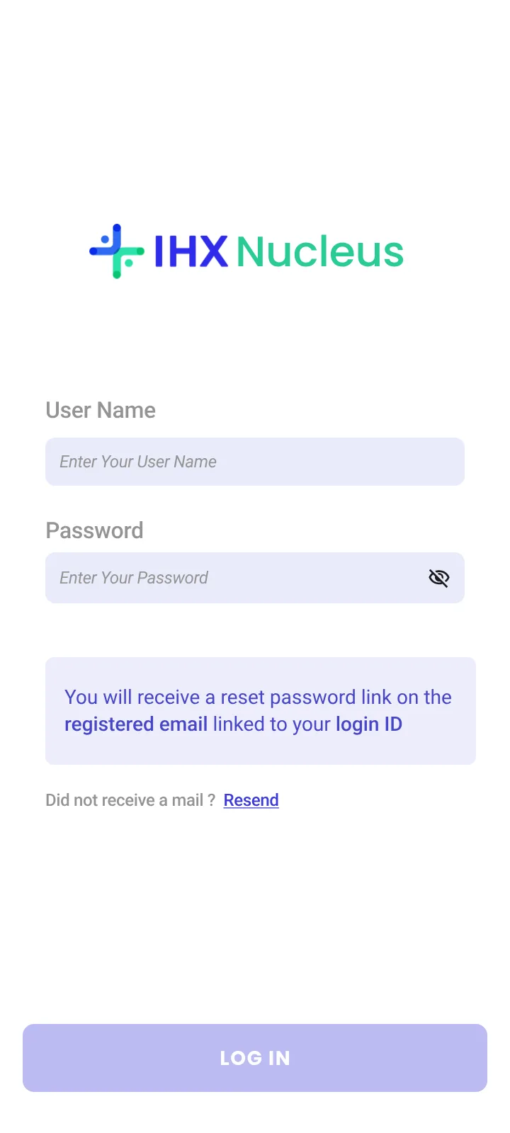 Forgot password screen