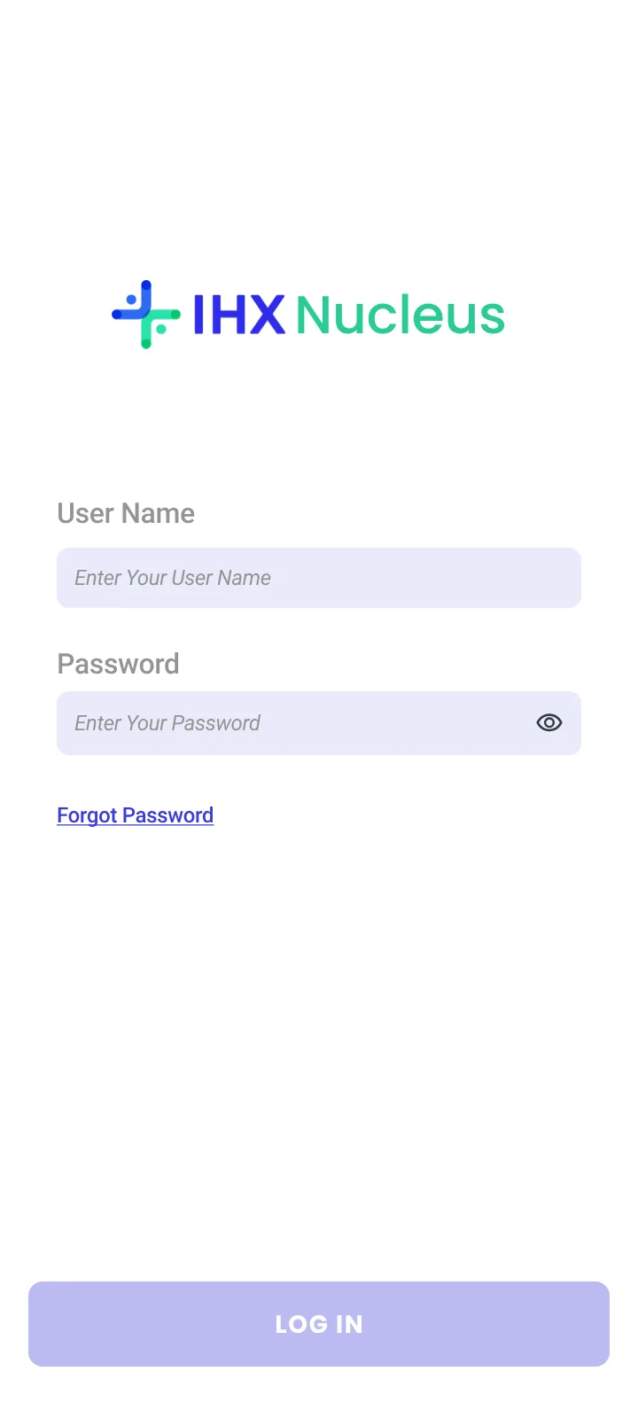 Login screen